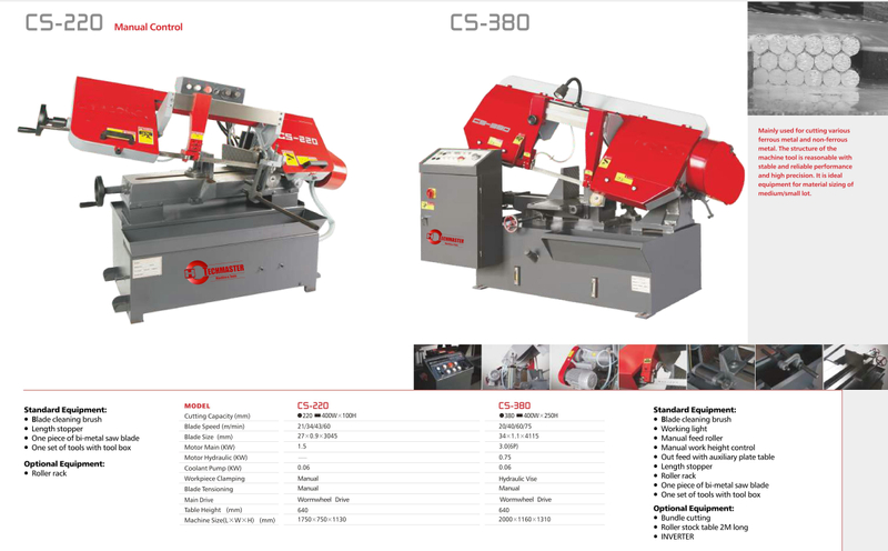 SCIE SEMI-AUTOMATIQUE À PIVOT DE LA SÉRIE CS CS220-CS380