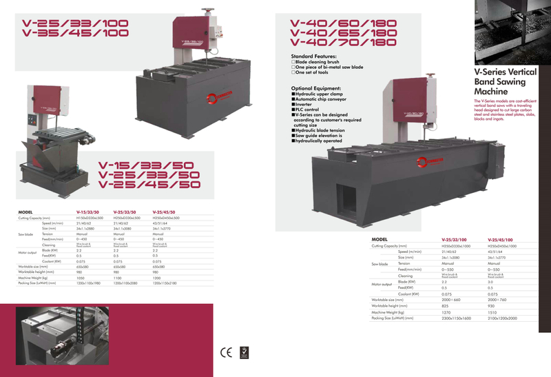 MACHINE À SCIER À BANDE MÉTALLIQUE SÉRIE V15 / V25 / V40