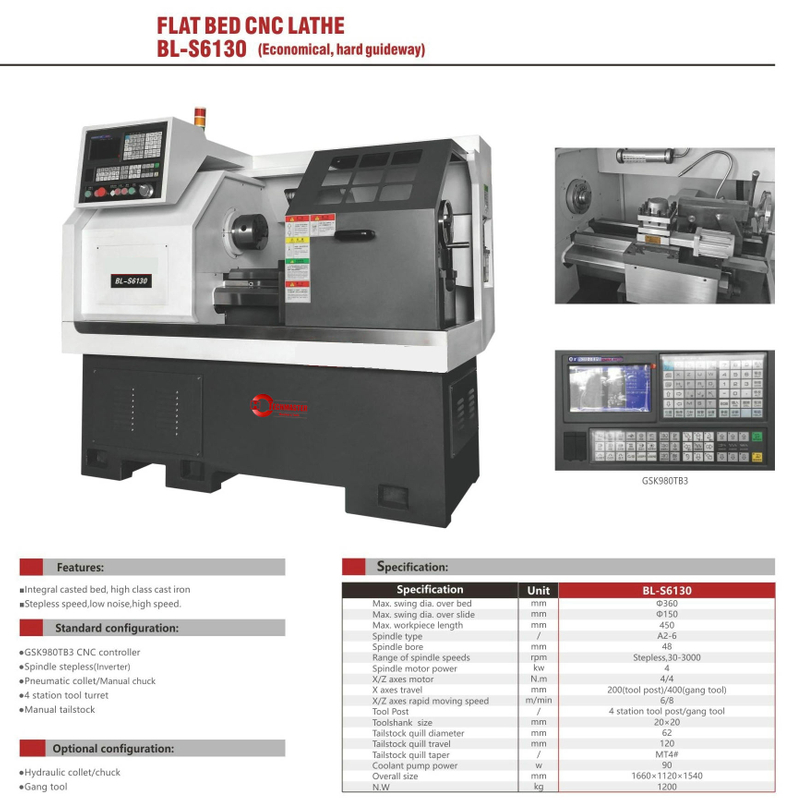 Tour CNC à banc plat BL-S6130 BL-Q6132