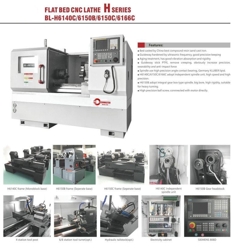 Tour CNC à banc plat BL-H6140C 6150B 6150C 6166C