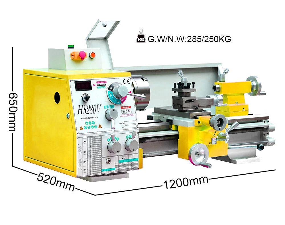 HS280V / 500 1500W MOTEUR SPING MT5 280 * 500 mm Faire du tour en métal Machin