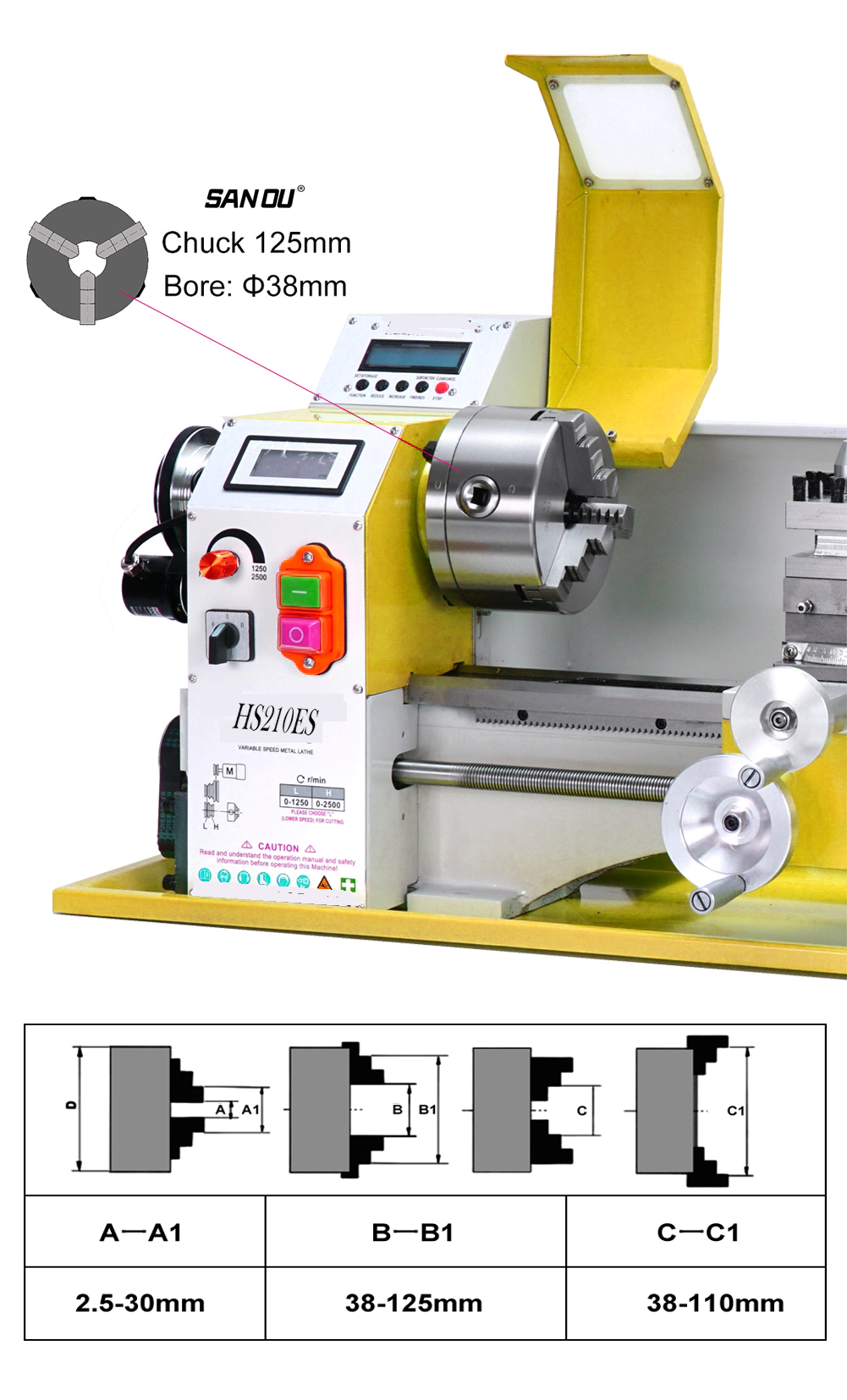 HS210ESX600 Auto gauche et filetage droit fabriquant une mini machine de tour en métal CNC