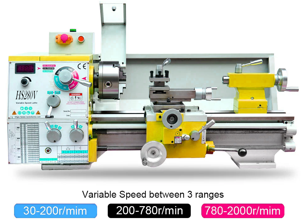 HS280V / 500 1500W MOTEUR SPING MT5 280 * 500 mm Faire du tour en métal Machin