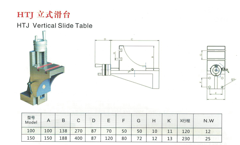 HTJ VERTICAL SLIDE TABLE