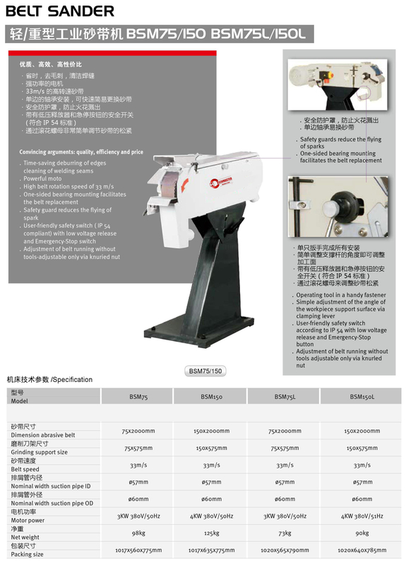 Sander à courroie BSM75 / 150 BSM75L / 150L