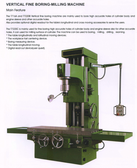 Machine verticale à moquerie d'alésage verticale T716A-T7220B-T7220C