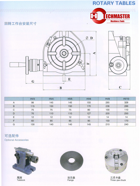 LB-TSL HONRIZONTAL ET VERTICAL ROTARY Table HV Series 