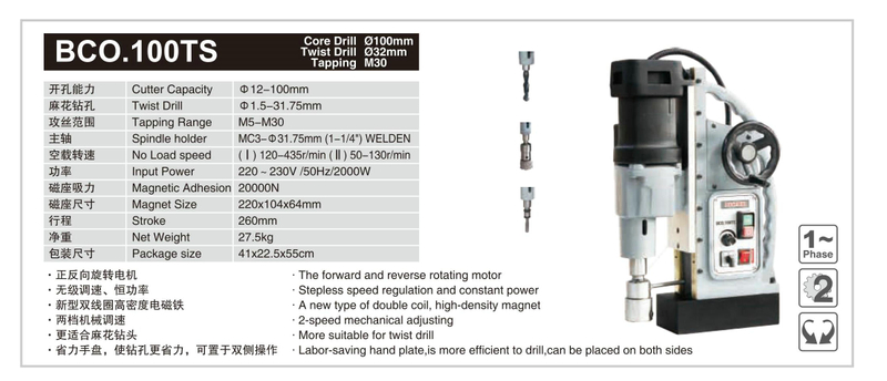 Drillage magnétique BCO100TS