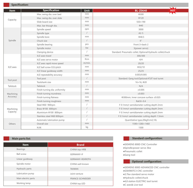 BL-Z0640 Lit plat CNC Lathe