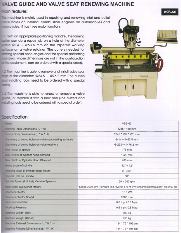 Guide de valve et machine de renouvellement du siège de soupape VSB-60