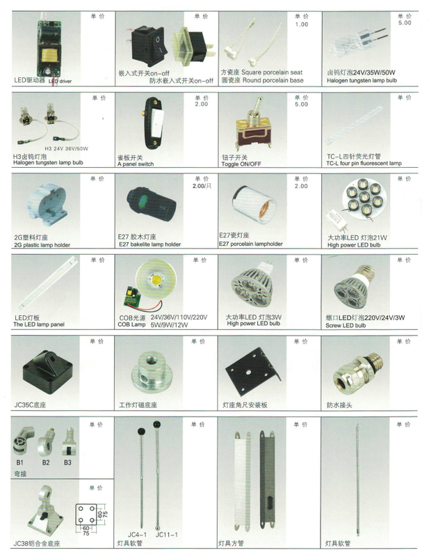 Pièces de lampe de travail 