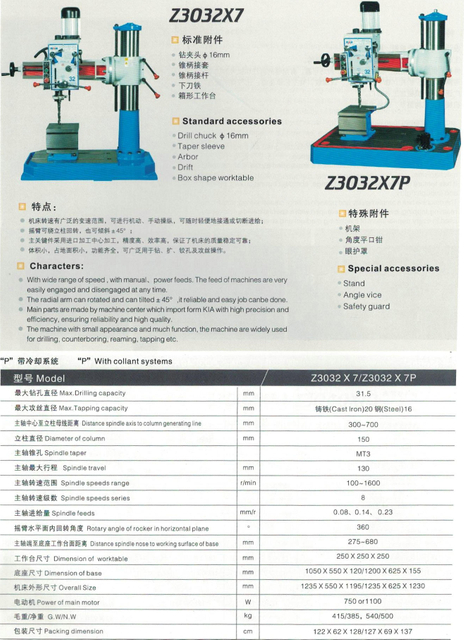 Machine de forage radial avec liquide de refroidissement Z3032X7P