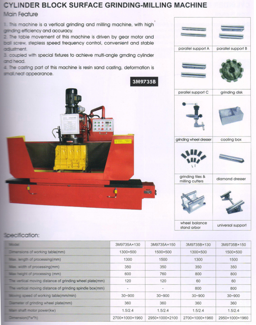 Machine de meulage de surface du bloc de cylindre 3M9735A-3M9735B
