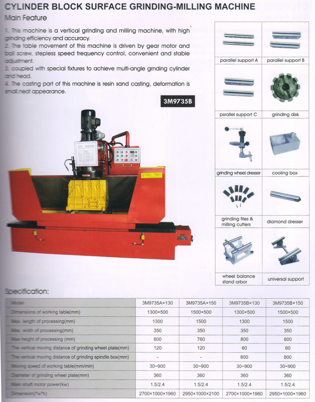 Machine de meulage de surface du bloc de cylindre 3M9735A-3M9735B