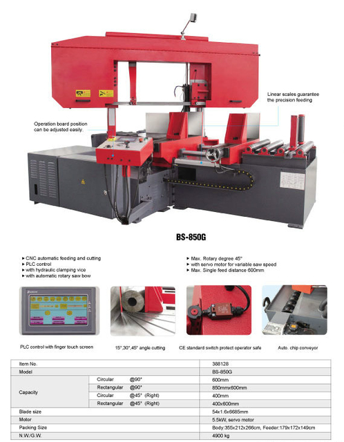Band de coupe en métal Saw BSK-850G