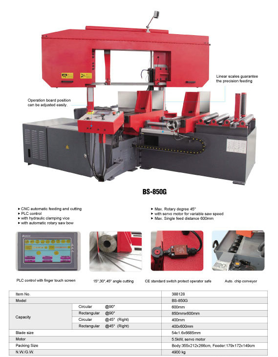 Band de coupe en métal Saw BSK-850G
