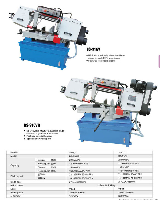 Band de coupe métallique BS-912B / BS-912VR