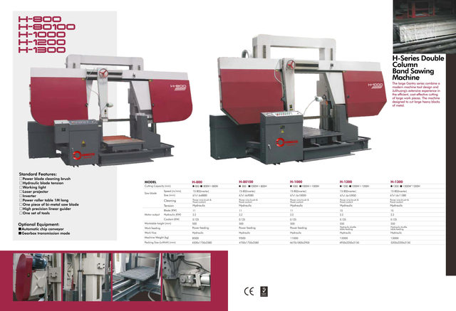 Machine à sciage de bande métal H-800 / H-80100 / H-1000 / H-1200 / H-1300