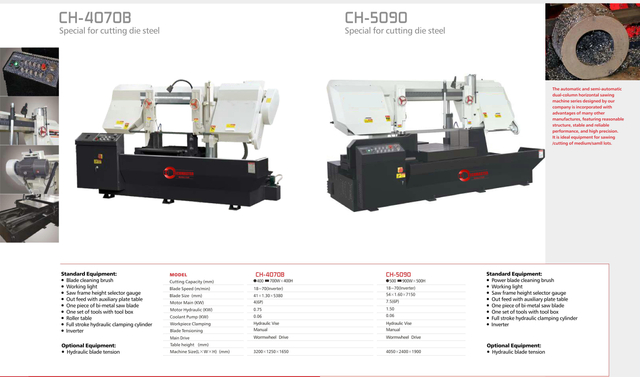 CH SERIE DOUBLE COLUMNE SAVES SEMBRES SEMI AUTOMATIQUES CH4070B-CH5090