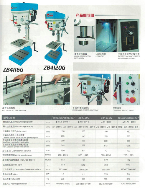 Banc de forte machine à forage automatique ZB4132G