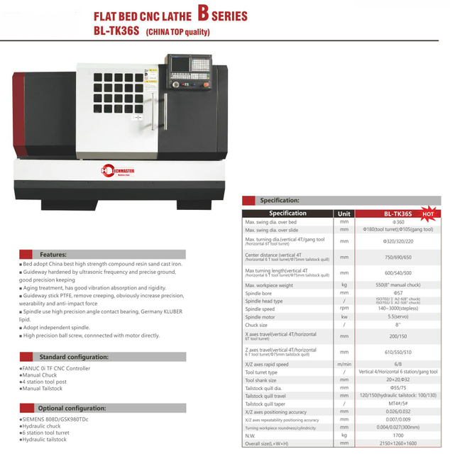 .BL-H6180 BL-TK36S Lit plat CNC Lathe