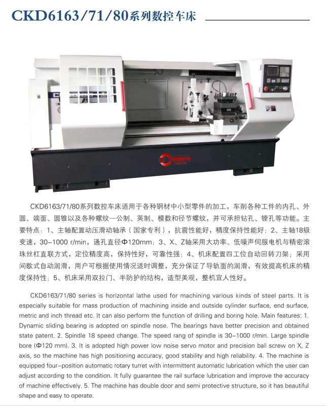 Lathe CNC économique (Guide durcie des voies) CKD6163-CKD6171-CKD6180