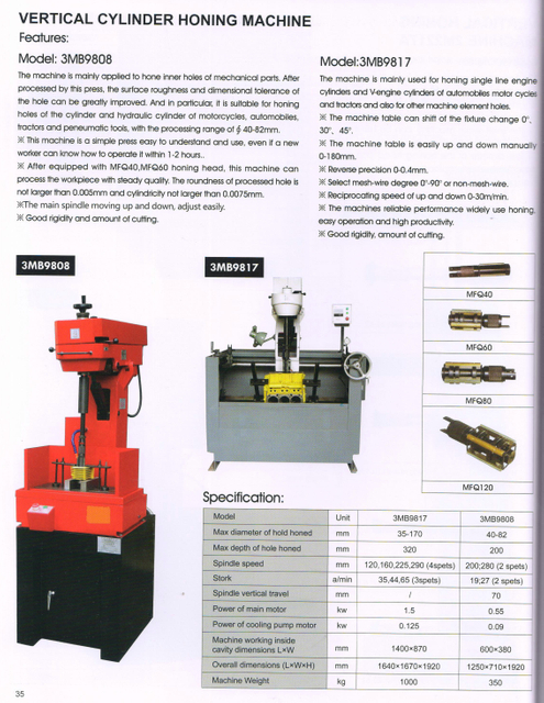 Machine de rodage du cylindre vertical 3MB9817-3MB9808