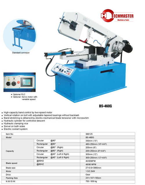Band de coupe en métal Saw BS460G