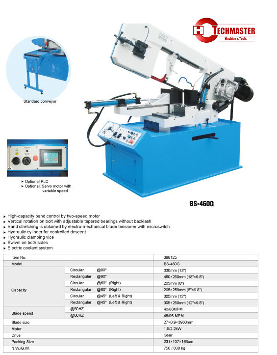 Band de coupe en métal Saw BS460G