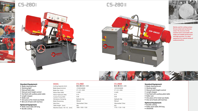 CS Série CS Pivot Semi Automatic Ban Saw CS280I-CS-280II