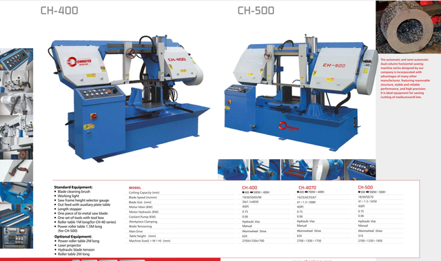 CH Series Double colonne Scies de bande semi-automatique CH400-CH500