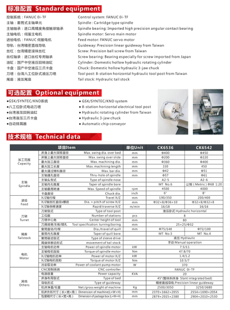 CK6536-CK6542 Précision CNC Lathe 