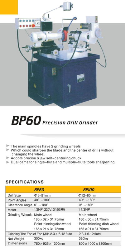 Grinder de forage de précision BP60-BP100