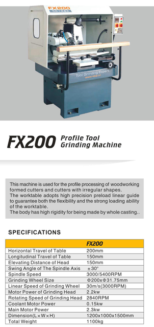 Machine de broyage de l'outil de profle FX200
