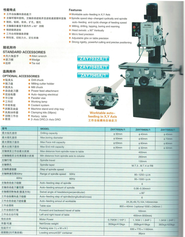 Alimentation mécanique de la table de travail Forage entièrement industriel et fraisage Zay7045A-1 (ZAY7032A-1） (ZAY7040A-1)