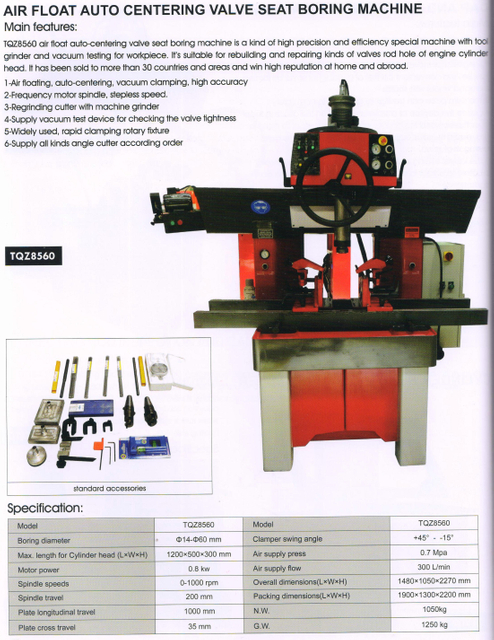 Air Float Auto Centering Valve Soupt Boring Machine TQZ8560