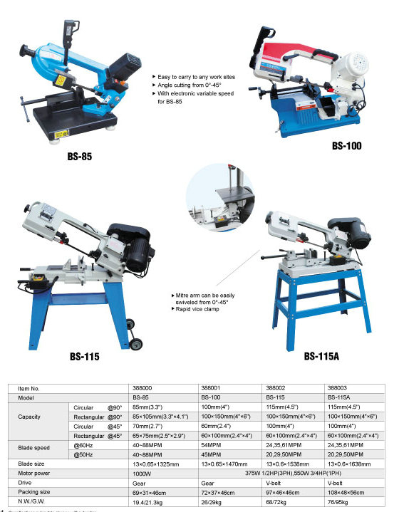 Band de coupe en métal Saw BS85-BS115A