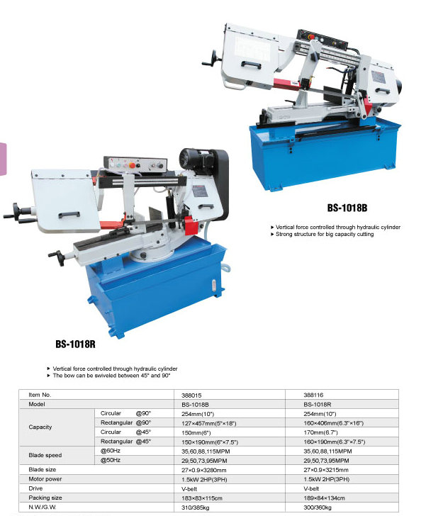 Band de coupe métallique BS-1018R / BS-1018B