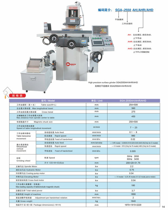 Grinder de haute précision SGA SERIE SGA-2550AH / AHR / AHD