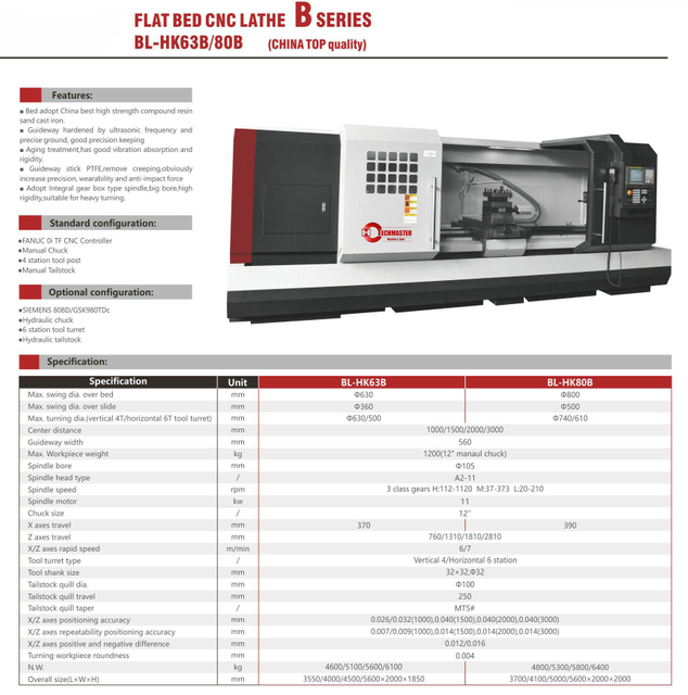 BL-SK50S 66Q BL-HK63B 80B lit plat CNC Lathe