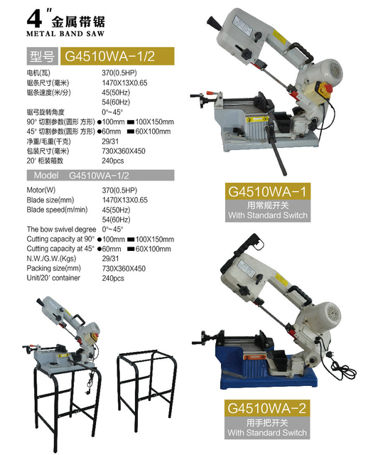 4 'Portable Band-SAW G4510WA-1/2 