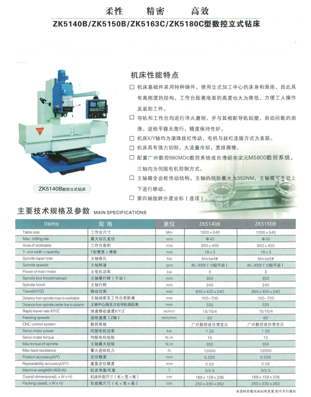  CNC Flexible Precision Efficient ZK5140B Series Force Machine de qualité 