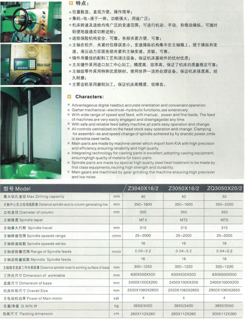 Système de lecture numérique Machine de forage radial Z3040X16 / 2