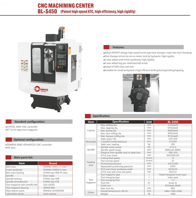BL-S360 BL-S450 CNC Milling CNC Usining Center
