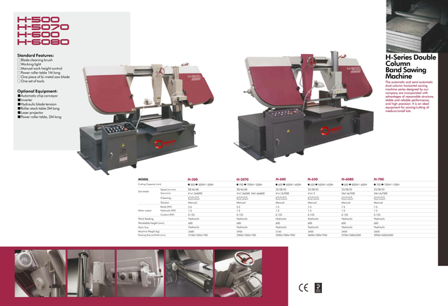 Machine à sciage de bande en métal H-500 / H-5070 / H-600 / H-6080 / H-700