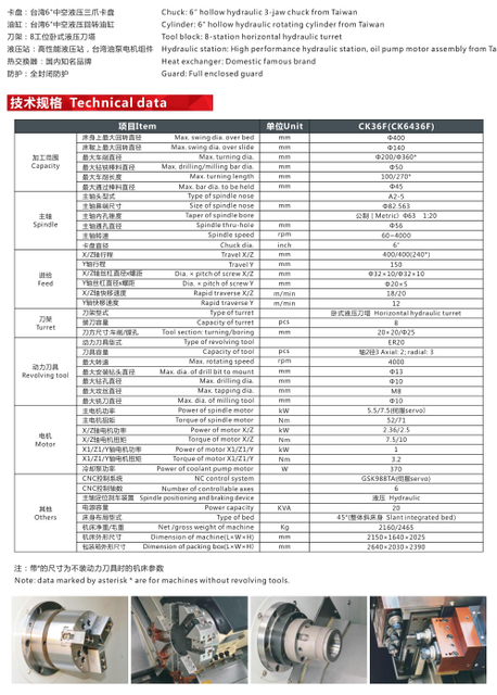 CK36F (CK6436F) MISTE DE MISTAGE CENTRE CENTRE CNC CNC LATHE 