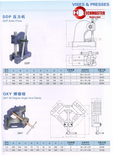 DDP Arbor Press -QKY 90 degrés Angle Vice-pince 
