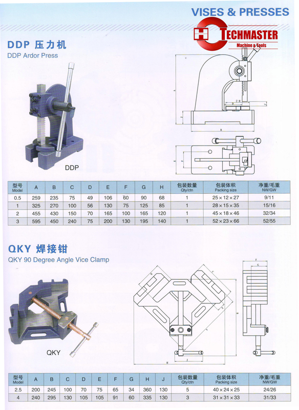 DDP Arbor Press -QKY 90 degrés Angle Vice-pince 