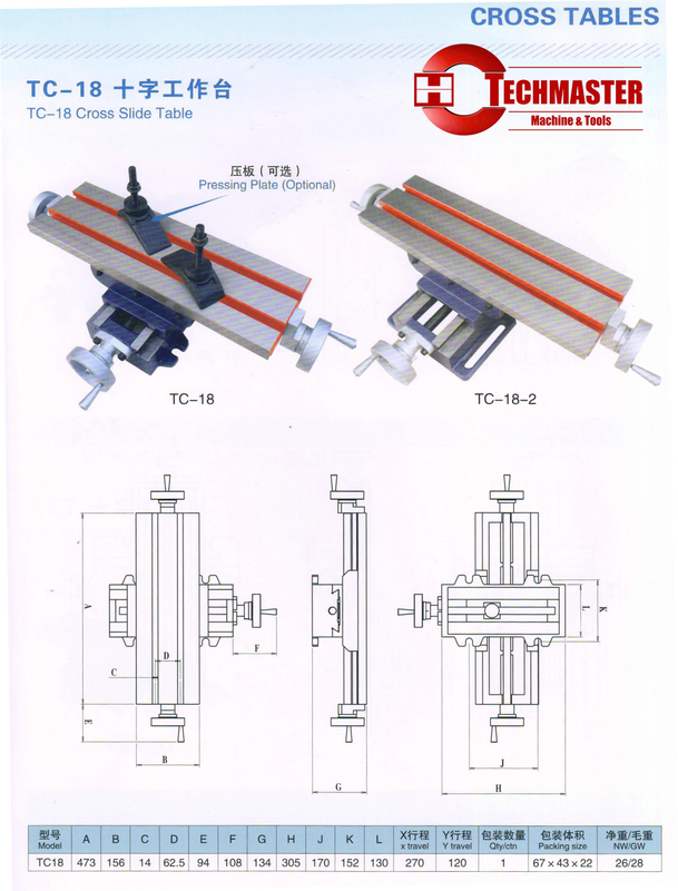 Table de diapositive transversale TC-18 