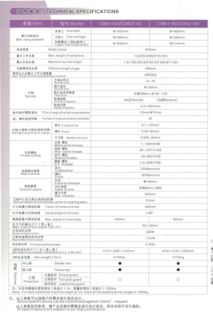 Grand tour de moteur CW62140-CW62120